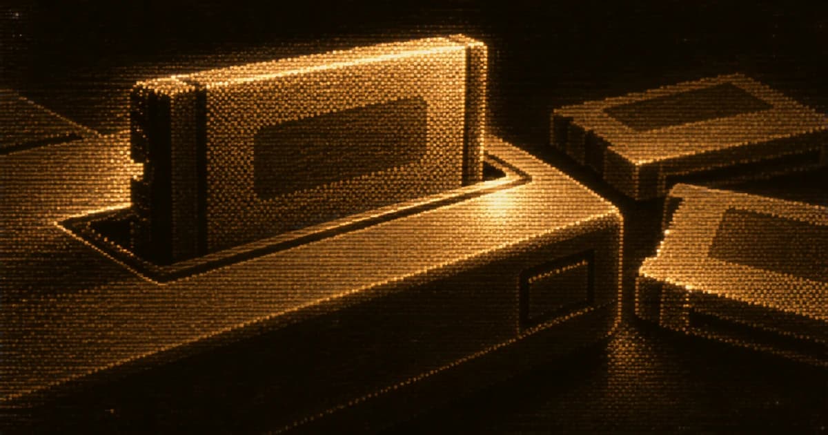 Close-up of a generic retro game console with one cartridge loaded and several others nearby.